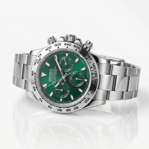 Daytona Mod Seiko Mod Daytona "Plata y verde"