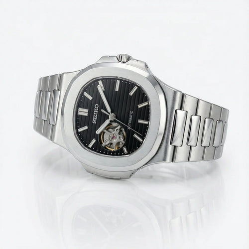 Nautilus Aquanaut Seiko Mod Nautilus Negro "Open Heart"
