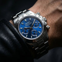 Seiko Mod Daytona "Plata y azul marino"